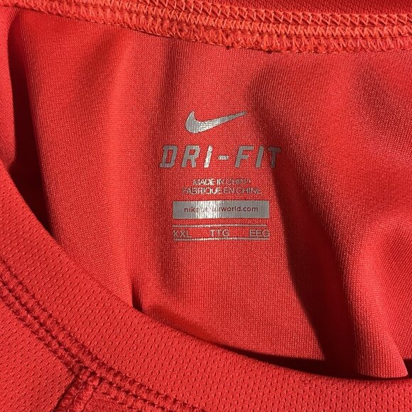 Nike Dri-Fit Red Athletic T-Shirt Men’s XXL Short Sleeve Training Top - Picture 3 of 7